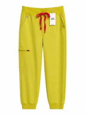 Figs Limeade Scrub Set- Catarina One-Pocket Top and Zamora High-Waisted Joggers